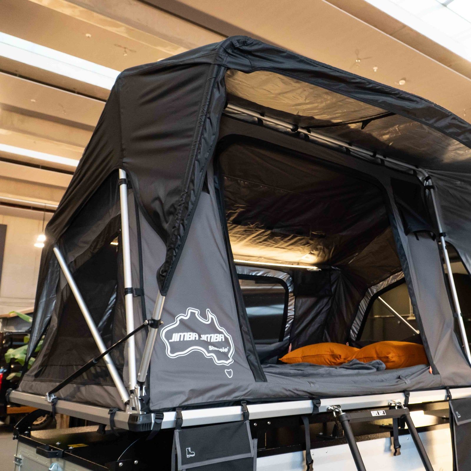 Dachzelt für Auto und Minicamper, 2 Personen, Softcover Softshell, Nahansicht dreiviertel Ansicht